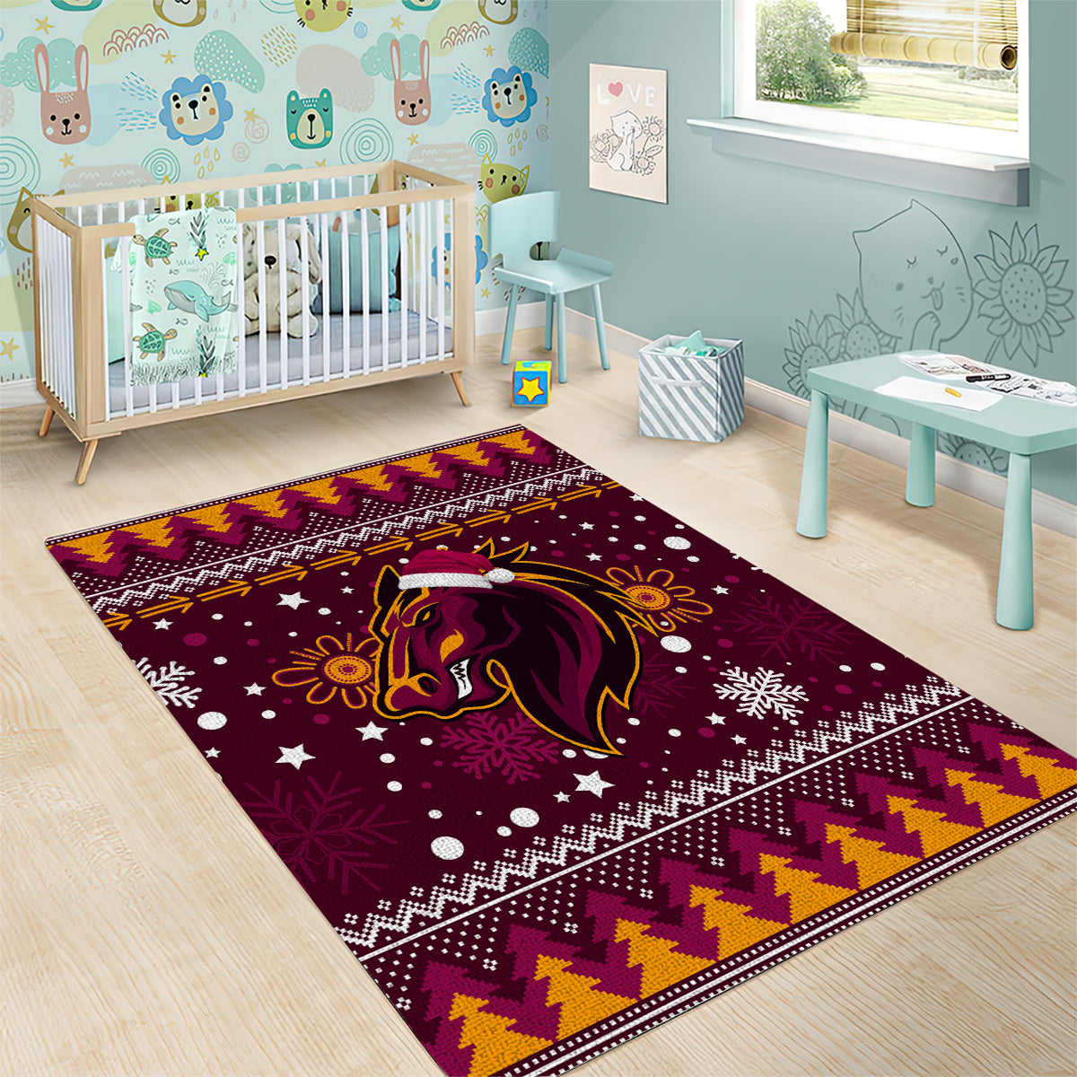 Broncos Rugby Area Rug Heart Of All Queenland 2023 Christmas Vibe Unique - Vibe Hoodie Shop