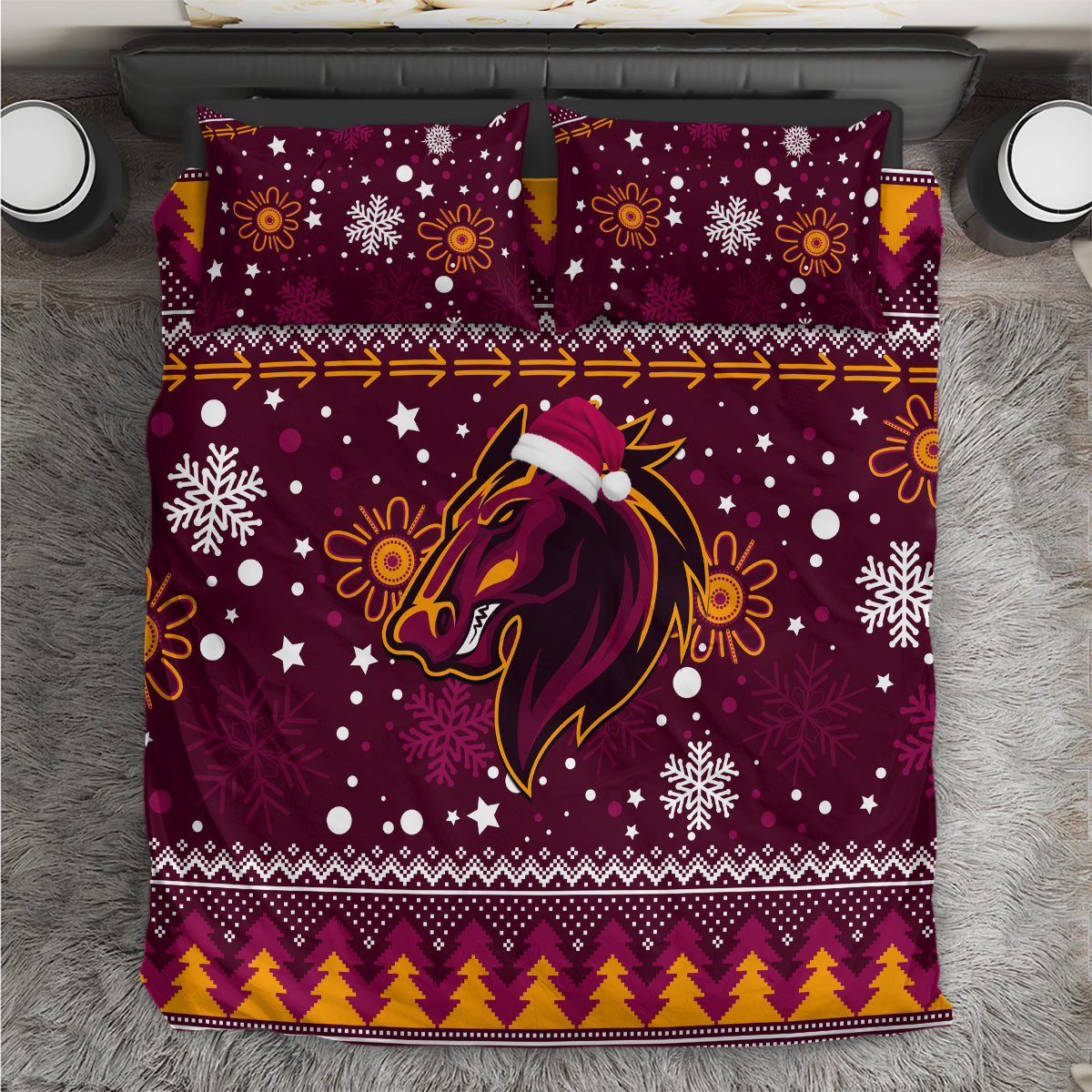 Broncos Rugby Bedding Set Heart Of All Queenland 2023 Christmas Vibe Unique - Vibe Hoodie Shop