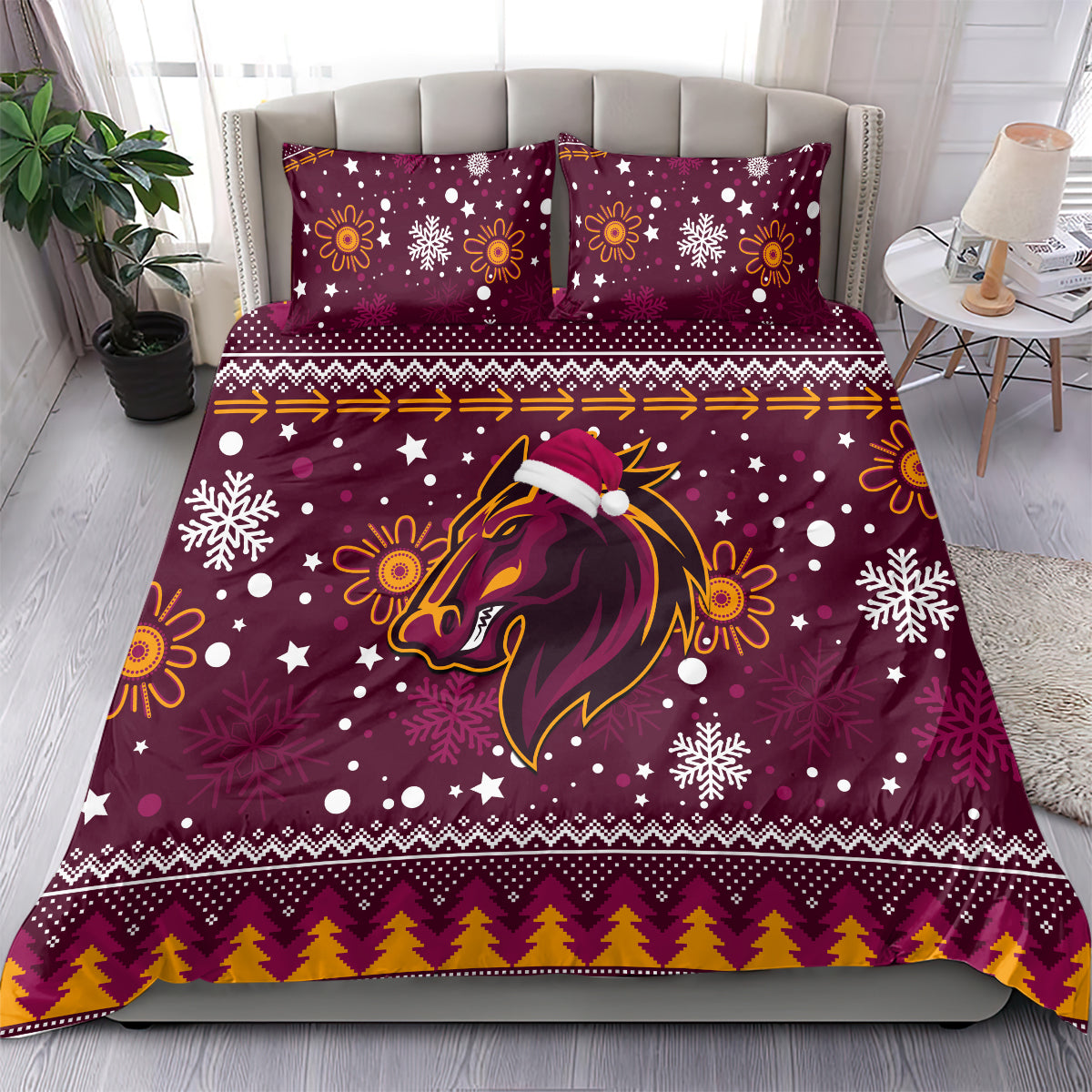 Broncos Rugby Bedding Set Heart Of All Queenland 2023 Christmas Vibe Unique - Vibe Hoodie Shop