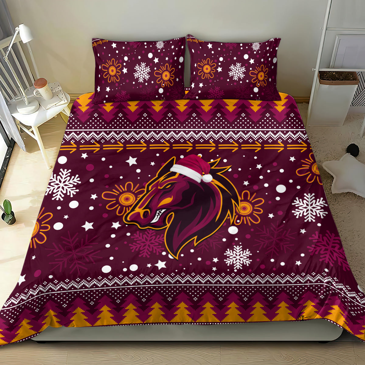 Broncos Rugby Bedding Set Heart Of All Queenland 2023 Christmas Vibe Unique - Vibe Hoodie Shop