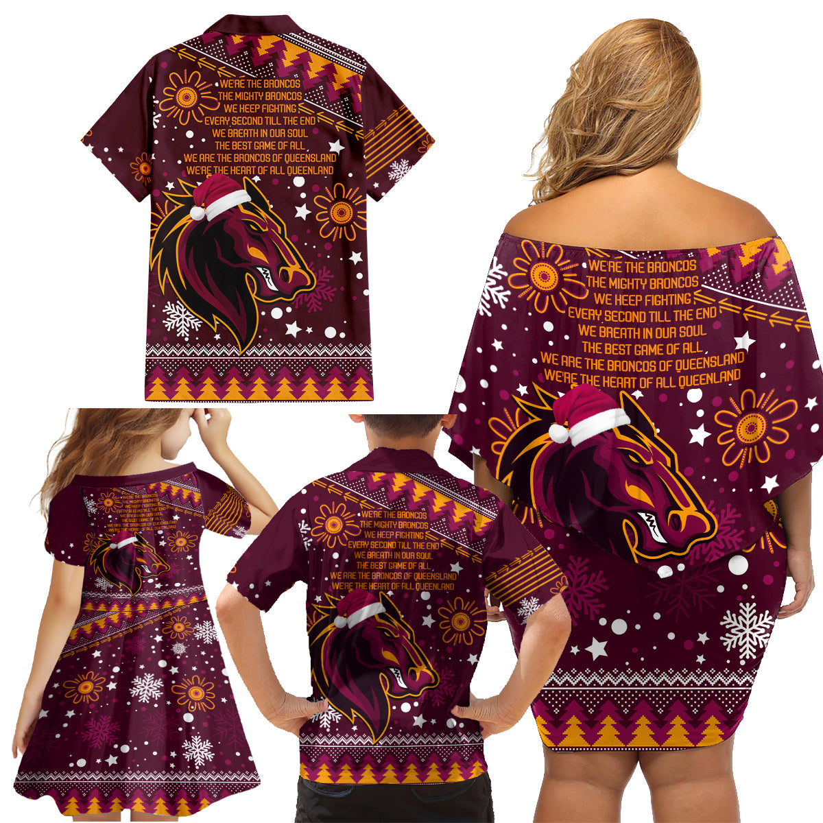 broncos-rugby-family-matching-off-shoulder-short-dress-and-hawaiian-shirt-heart-of-all-queenland-2023-christmas-vibe-unique