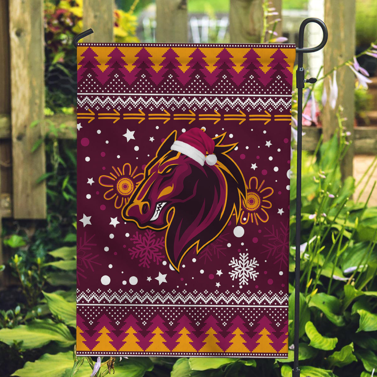 Broncos Rugby Garden Flag Heart Of All Queenland 2023 Christmas Vibe Unique - Vibe Hoodie Shop