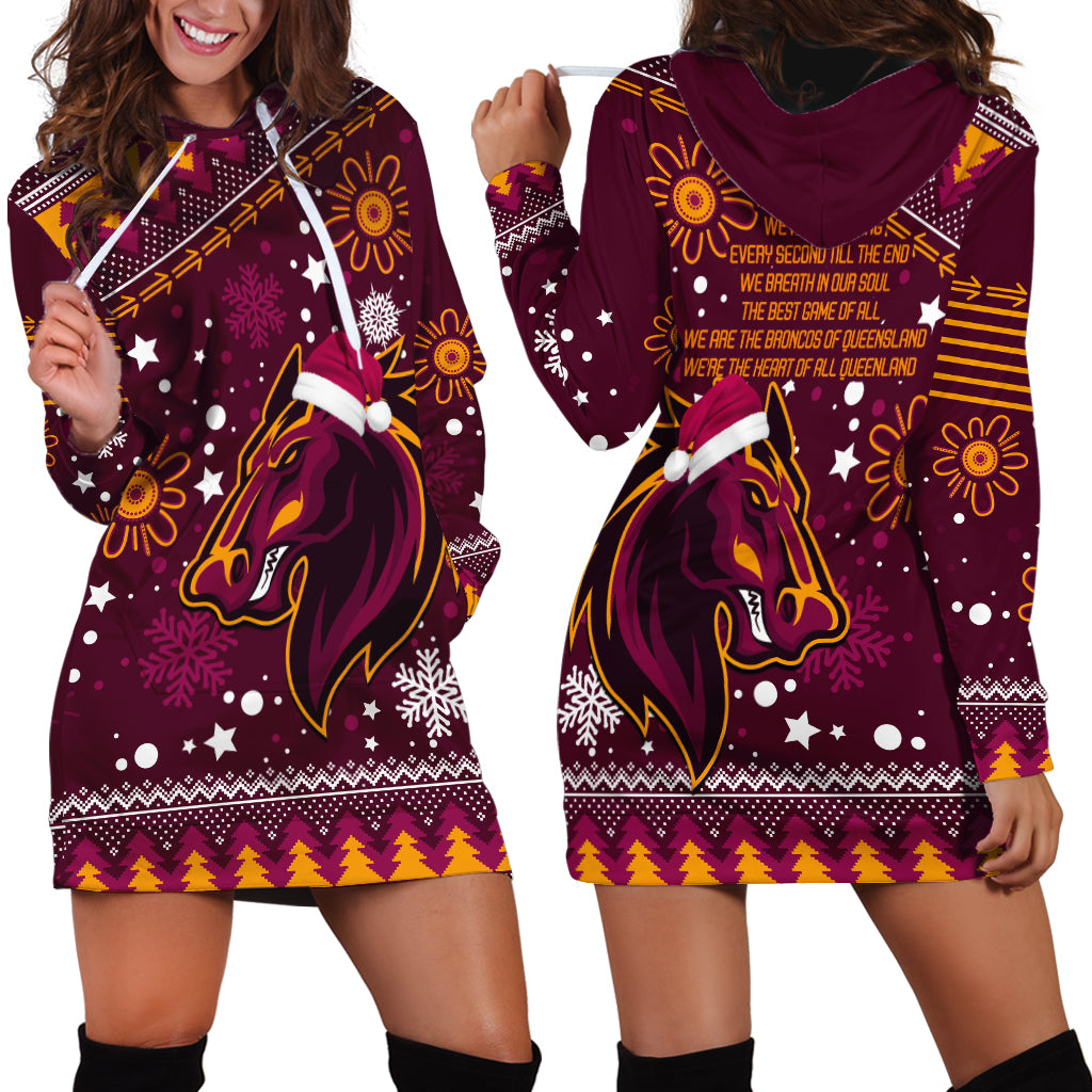 Broncos Rugby Hoodie Dress Heart Of All Queenland 2023 Christmas Vibe Unique - Vibe Hoodie Shop