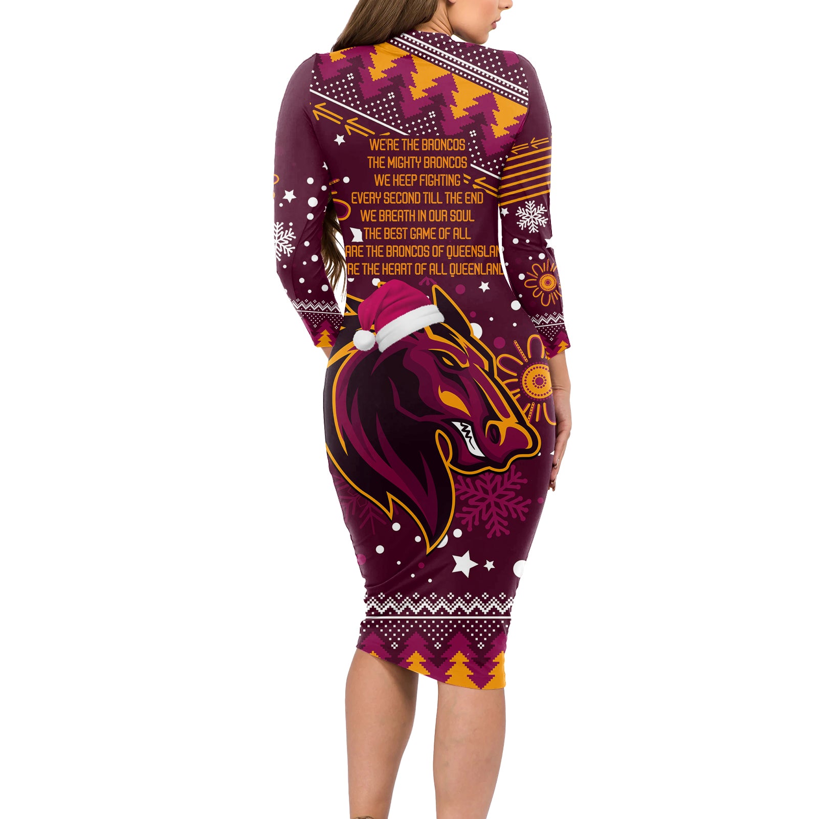 broncos-rugby-long-sleeve-bodycon-dress-heart-of-all-queenland-2023-christmas-vibe-unique