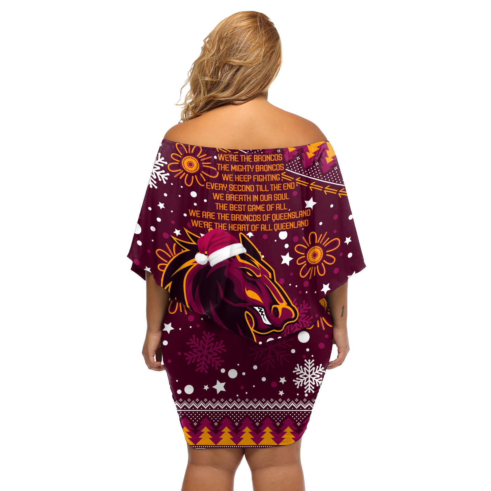 broncos-rugby-off-shoulder-short-dress-heart-of-all-queenland-2023-christmas-vibe-unique