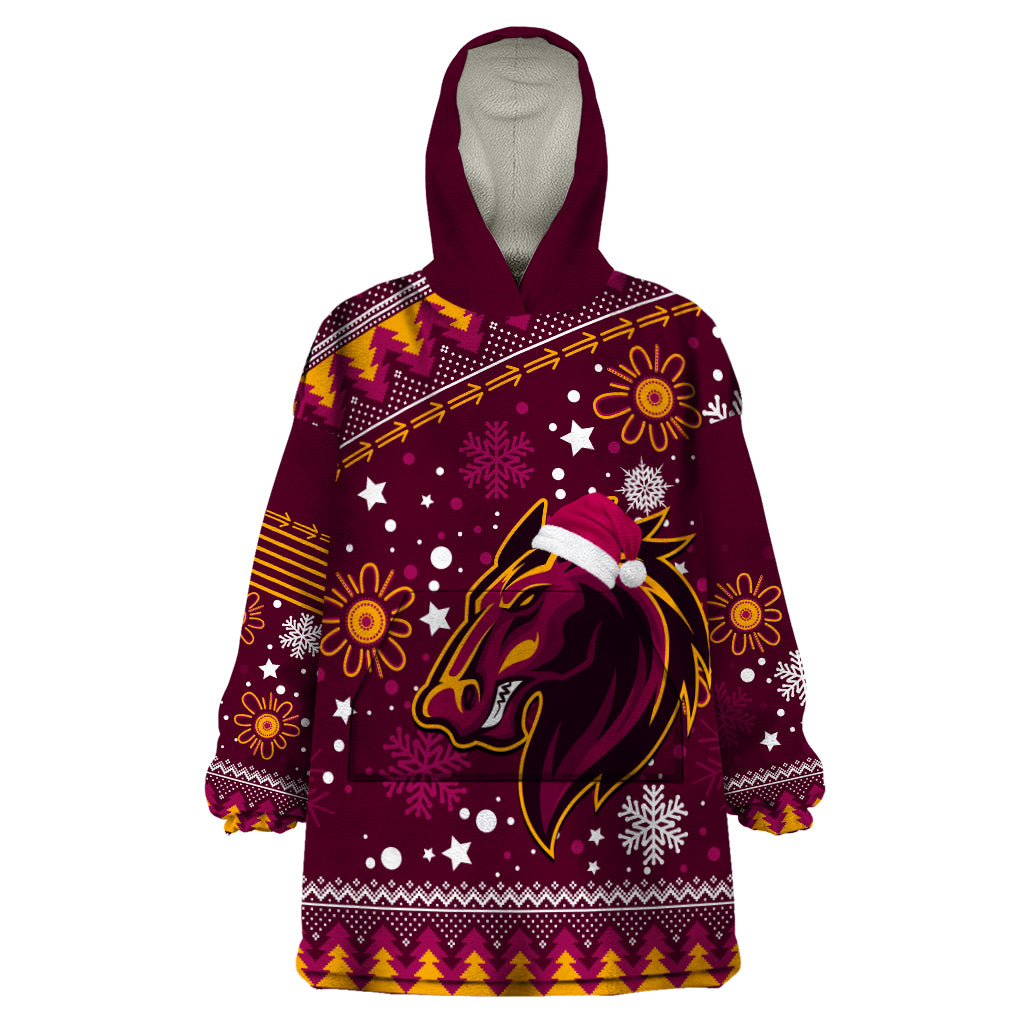 Broncos Rugby Wearable Blanket Hoodie Heart Of All Queenland 2023 Christmas Vibe Unique - Vibe Hoodie Shop