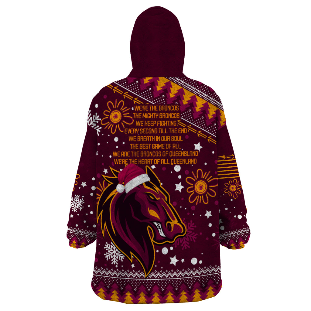 Broncos Rugby Wearable Blanket Hoodie Heart Of All Queenland 2023 Christmas Vibe Unique - Vibe Hoodie Shop