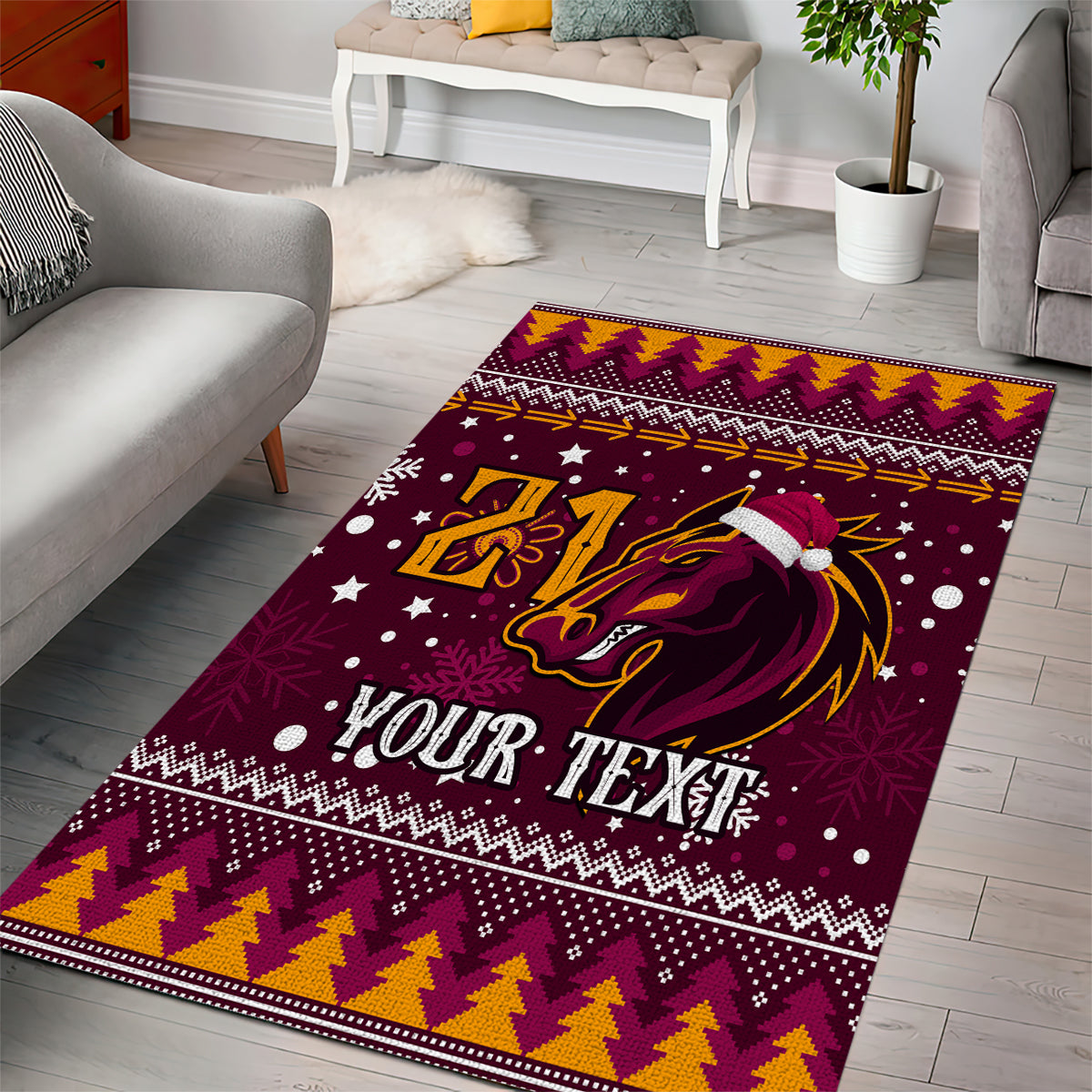 Custom Broncos Rugby Area Rug Heart Of All Queenland 2023 Christmas Vibe Unique - Vibe Hoodie Shop