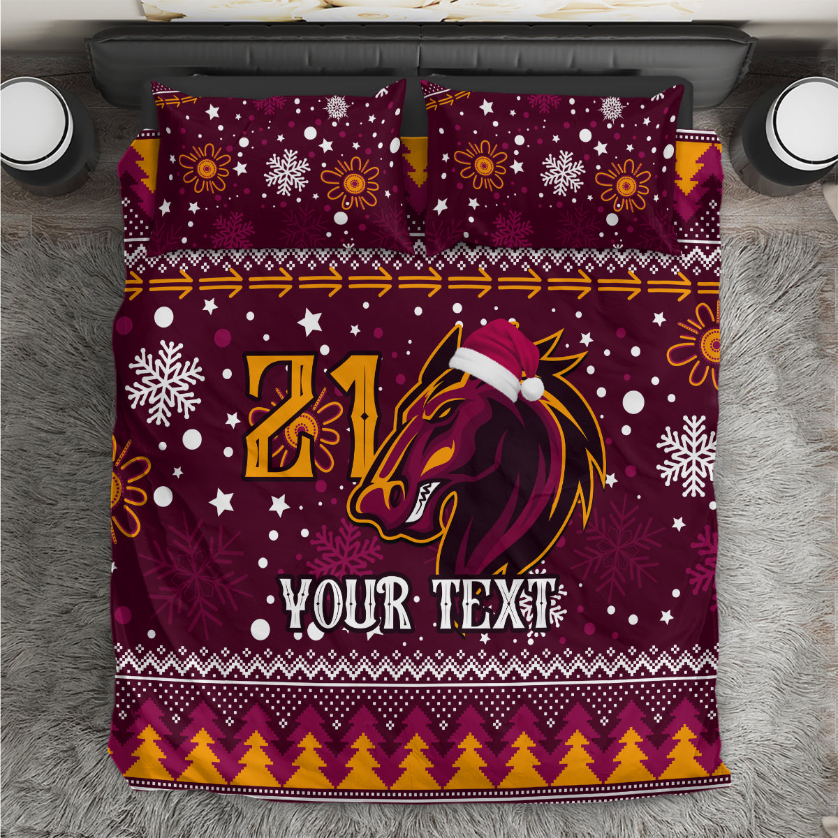 Custom Broncos Rugby Bedding Set Heart Of All Queenland 2023 Christmas Vibe Unique - Vibe Hoodie Shop