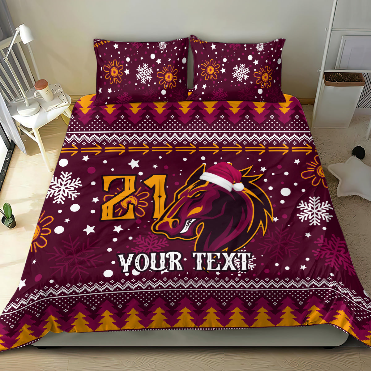 Custom Broncos Rugby Bedding Set Heart Of All Queenland 2023 Christmas Vibe Unique - Vibe Hoodie Shop