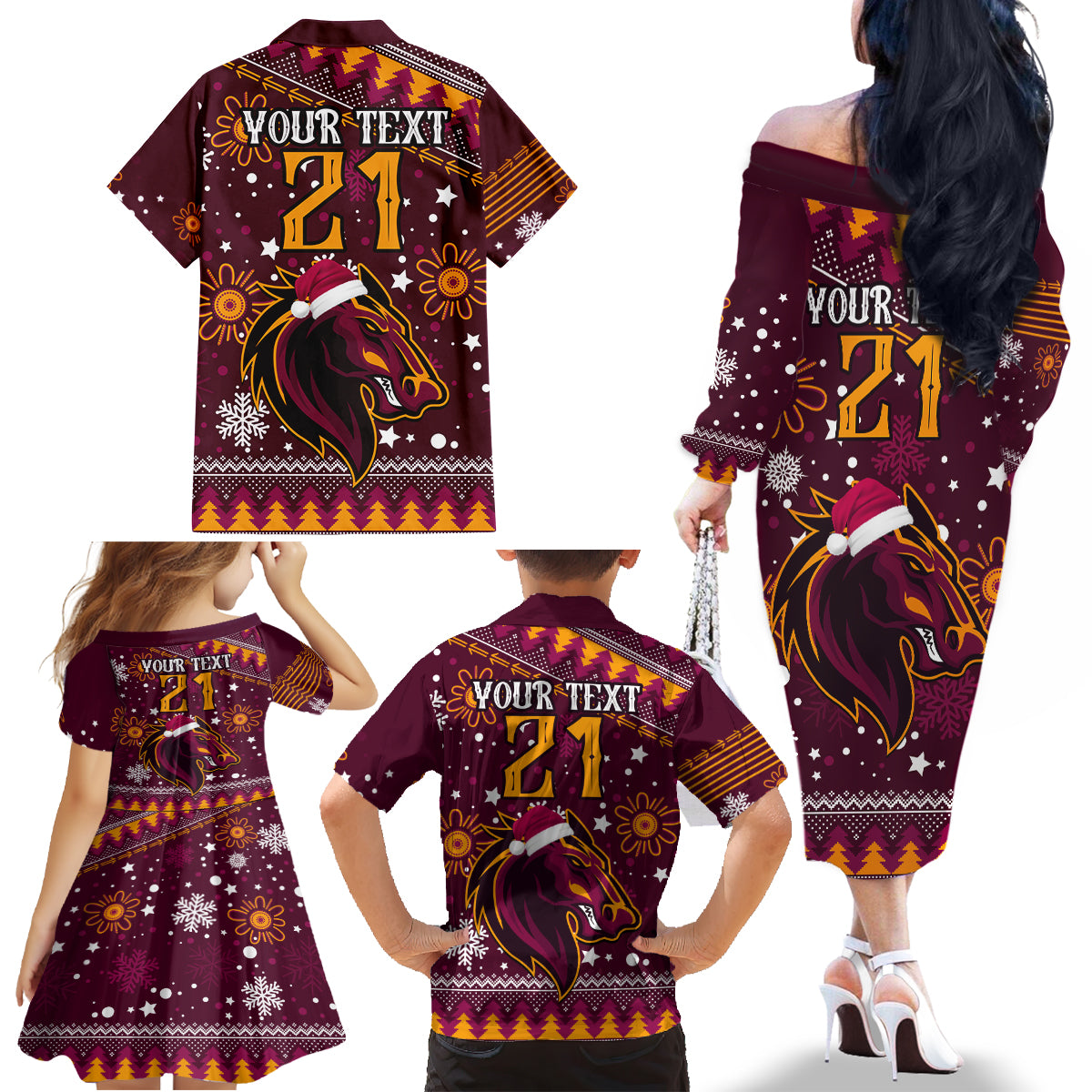 custom-broncos-rugby-family-matching-off-shoulder-long-sleeve-dress-and-hawaiian-shirt-heart-of-all-queenland-2023-christmas-vibe-unique