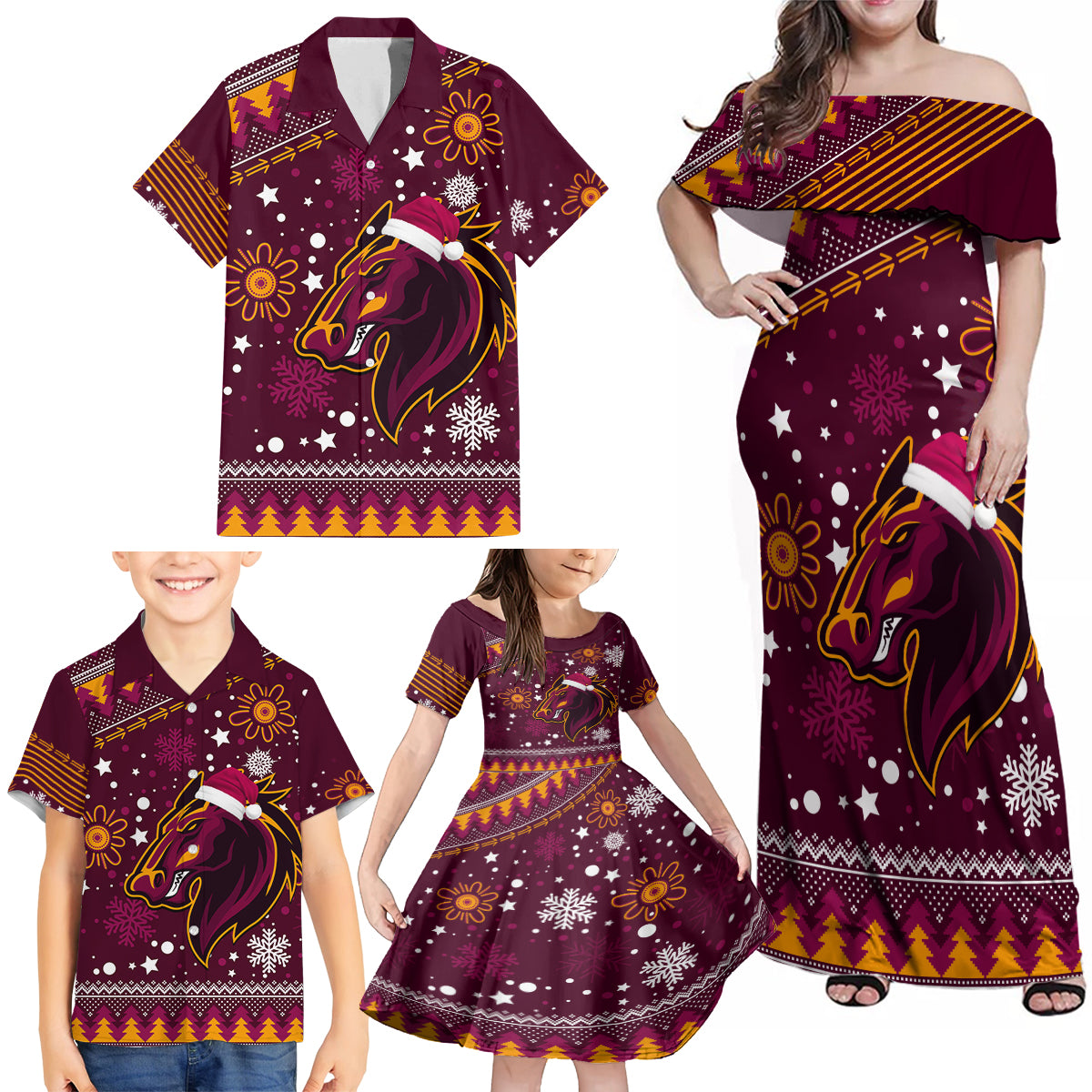 custom-broncos-rugby-family-matching-off-shoulder-maxi-dress-and-hawaiian-shirt-heart-of-all-queenland-2023-christmas-vibe-unique