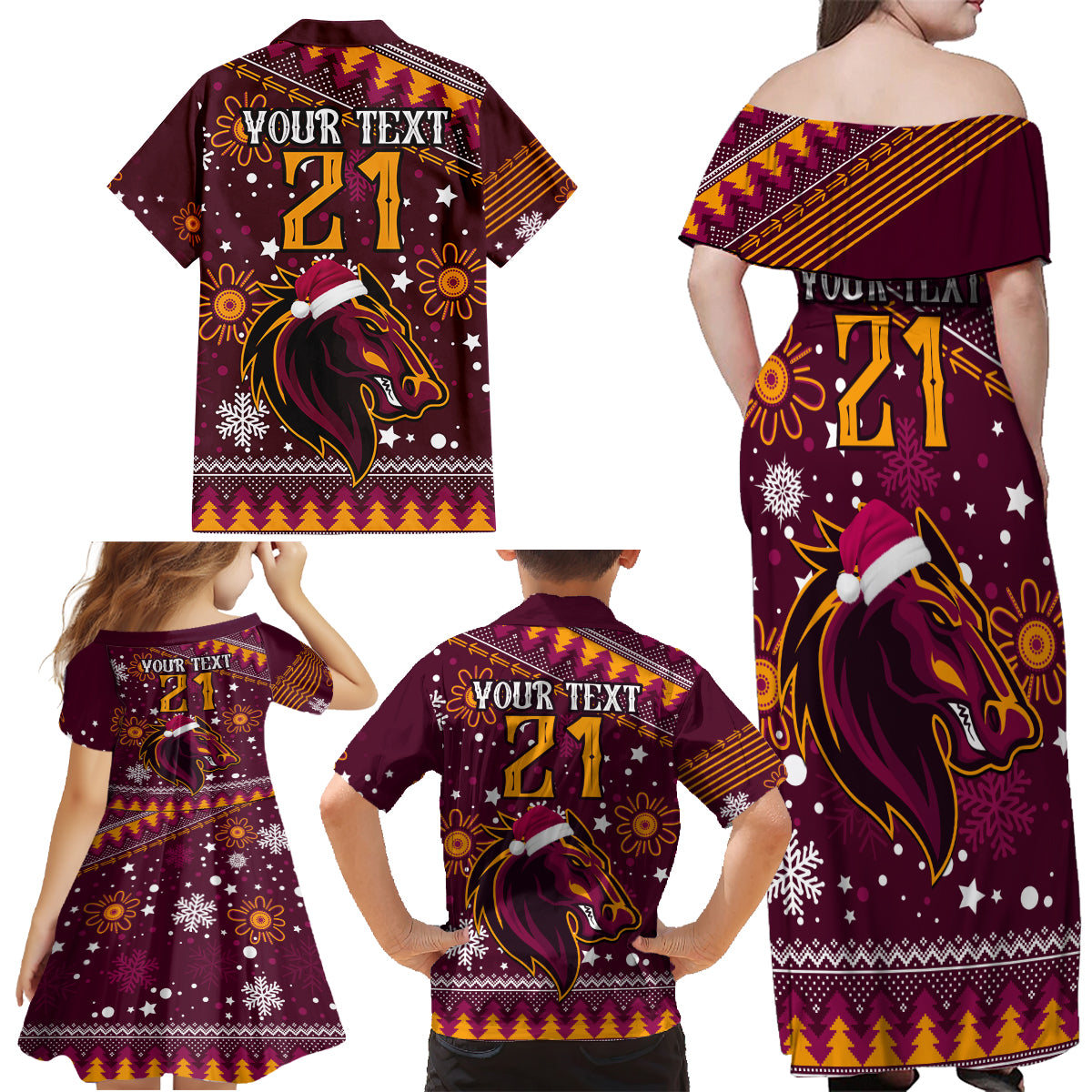 custom-broncos-rugby-family-matching-off-shoulder-maxi-dress-and-hawaiian-shirt-heart-of-all-queenland-2023-christmas-vibe-unique