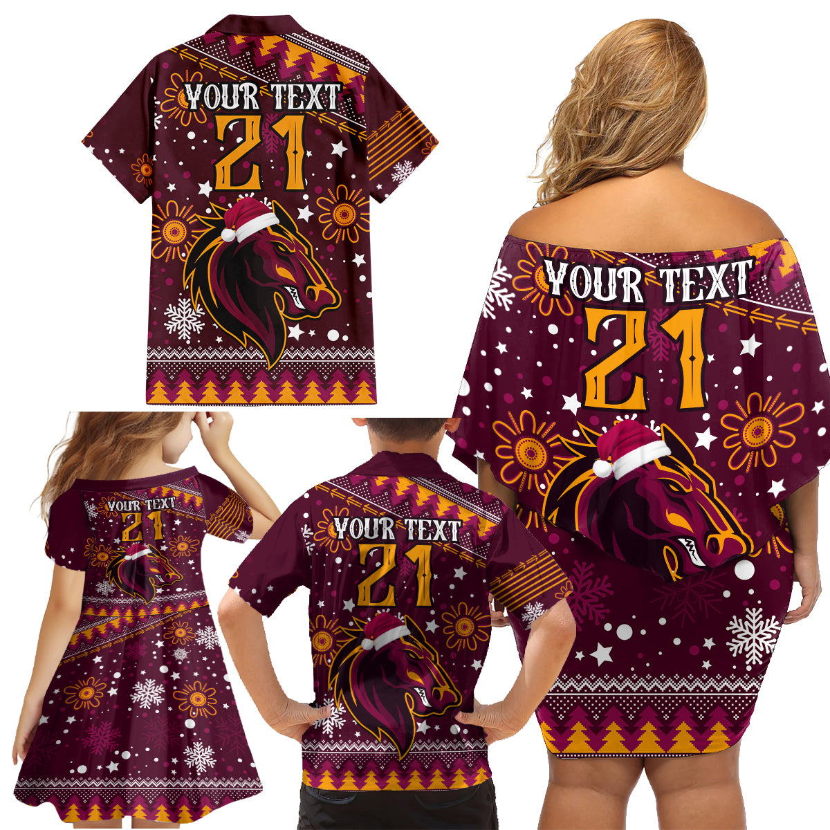 custom-broncos-rugby-family-matching-off-shoulder-short-dress-and-hawaiian-shirt-heart-of-all-queenland-2023-christmas-vibe-unique