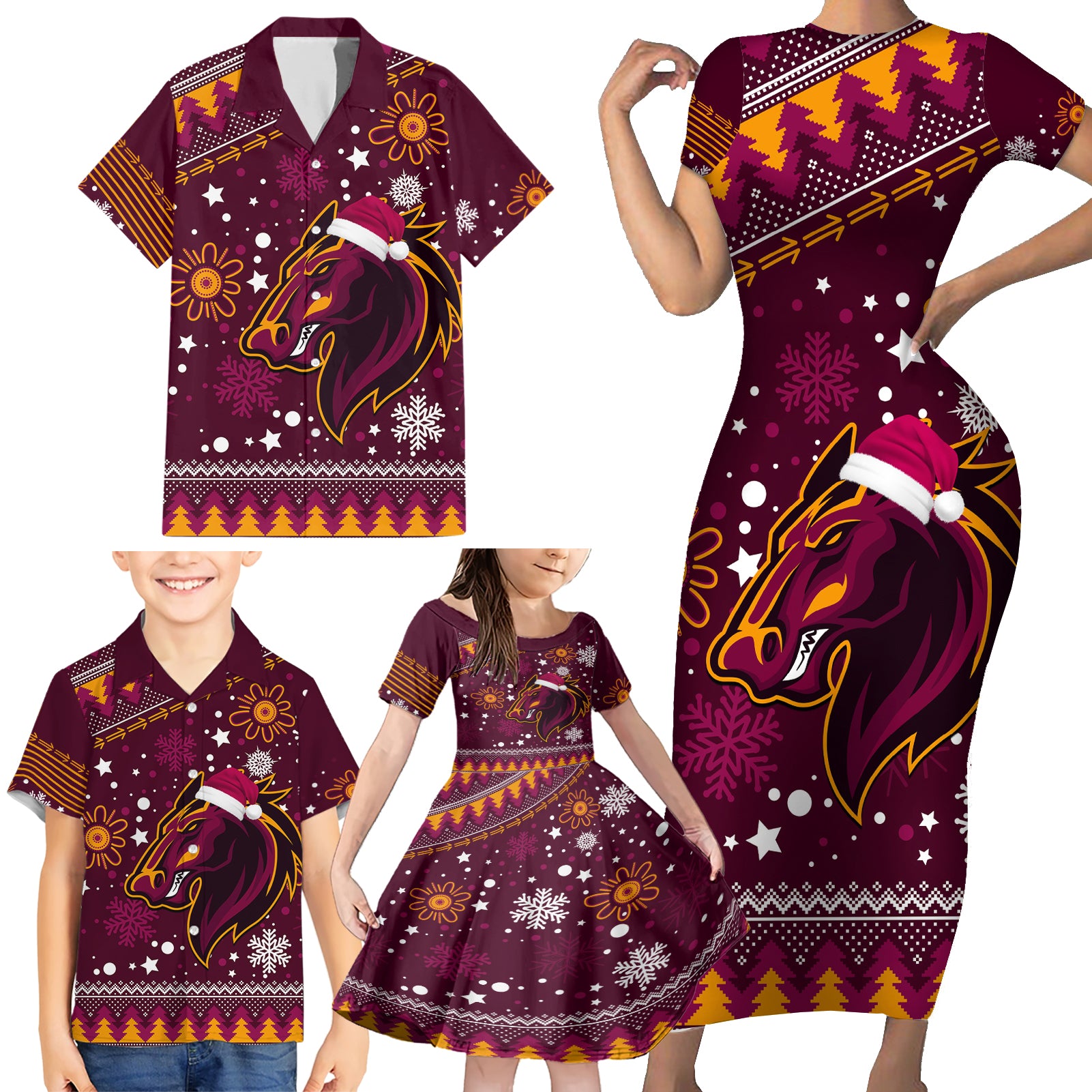 custom-broncos-rugby-family-matching-short-sleeve-bodycon-dress-and-hawaiian-shirt-heart-of-all-queenland-2023-christmas-vibe-unique