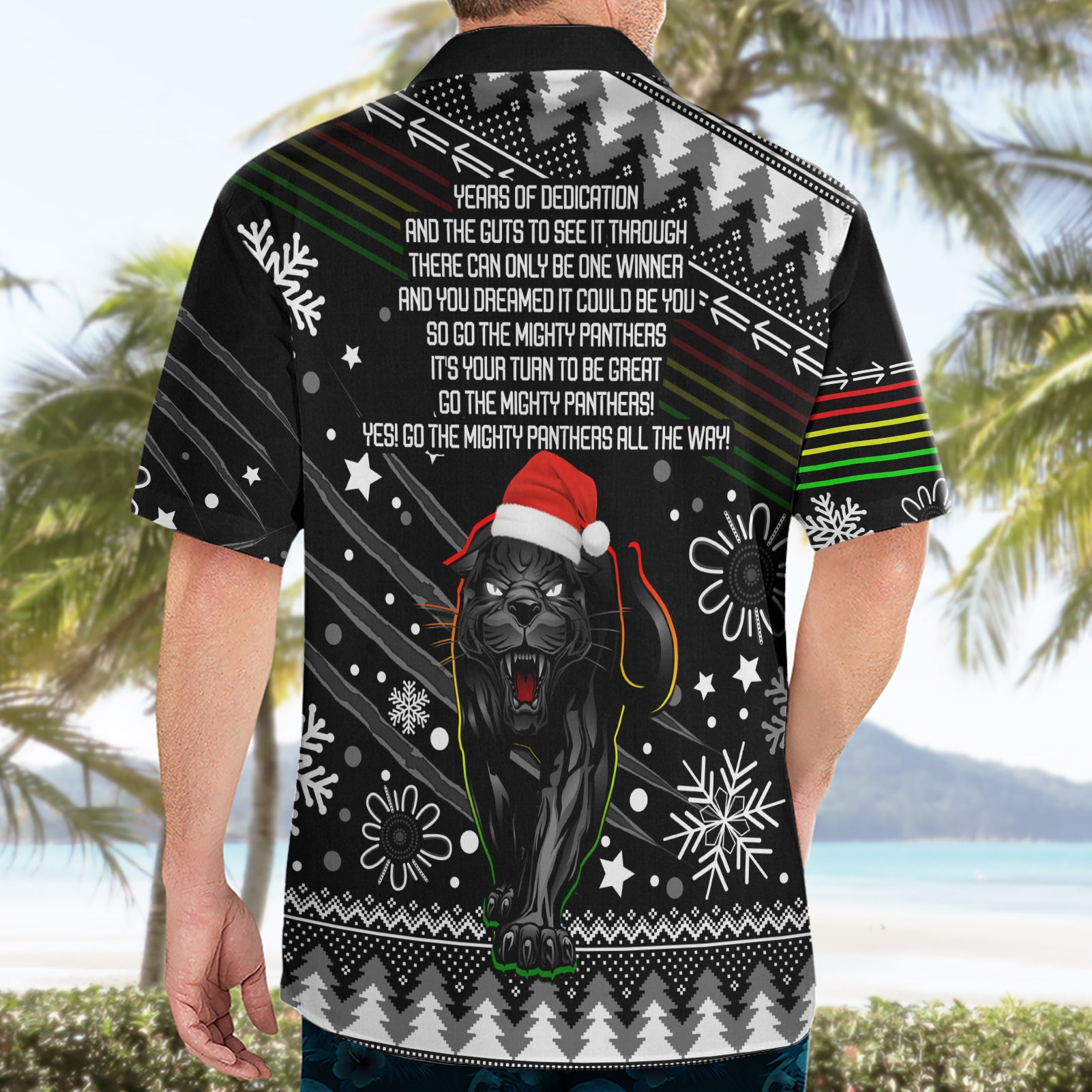 Panthers Rugby Hawaiian Shirt Go The Mighty Panthers 2023 Christmas Vibe Unique - Vibe Hoodie Shop