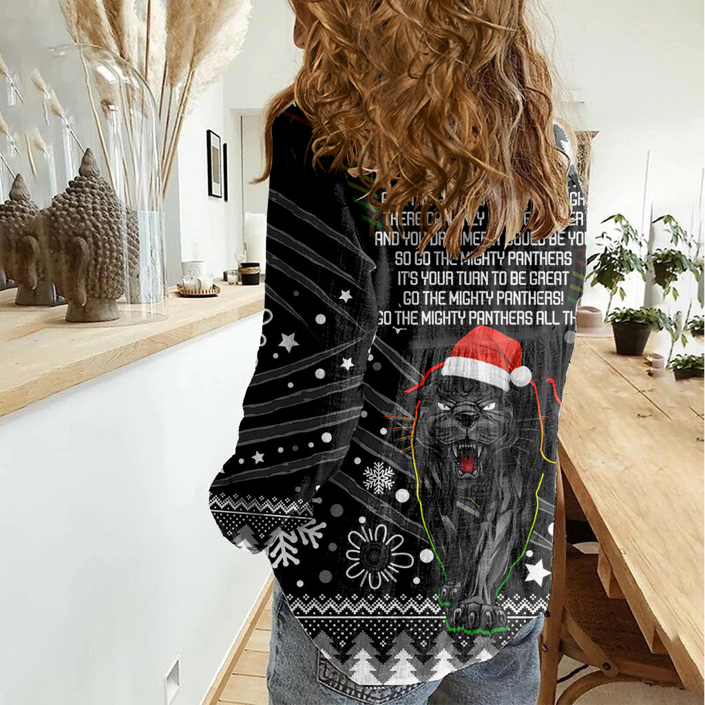 Panthers Rugby Women Casual Shirt Go The Mighty Panthers 2023 Christmas Vibe Unique - Vibe Hoodie Shop