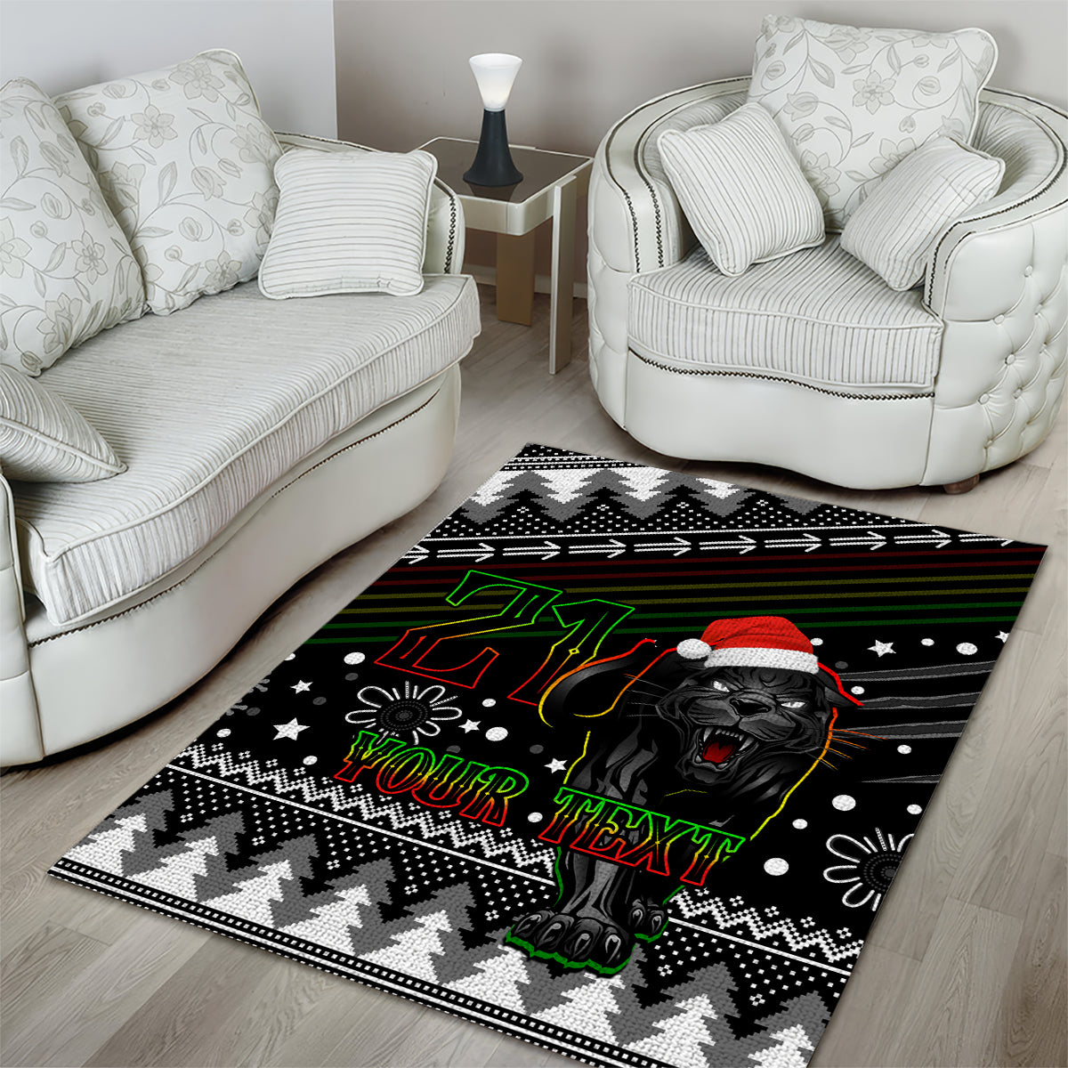 Custom Panthers Rugby Area Rug Go The Mighty Panthers 2023 Christmas Vibe Unique - Vibe Hoodie Shop