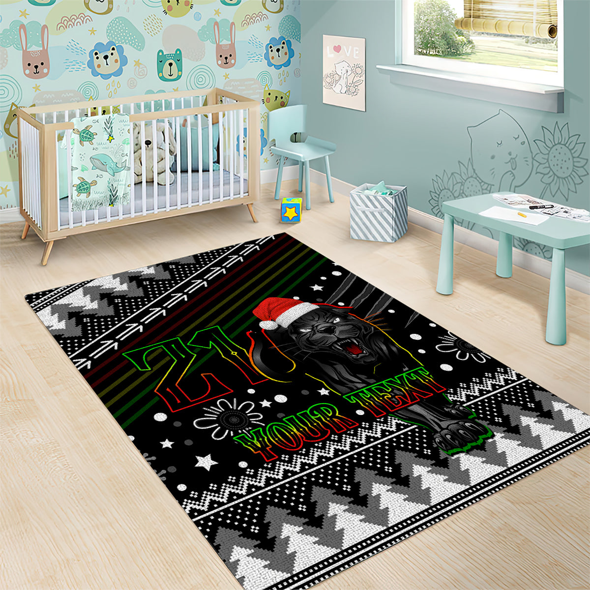 Custom Panthers Rugby Area Rug Go The Mighty Panthers 2023 Christmas Vibe Unique - Vibe Hoodie Shop