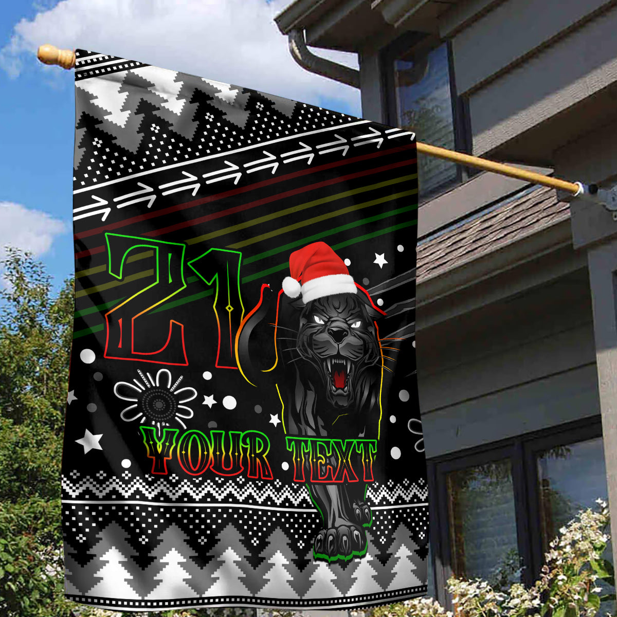 Custom Panthers Rugby Garden Flag Go The Mighty Panthers 2023 Christmas Vibe Unique - Vibe Hoodie Shop