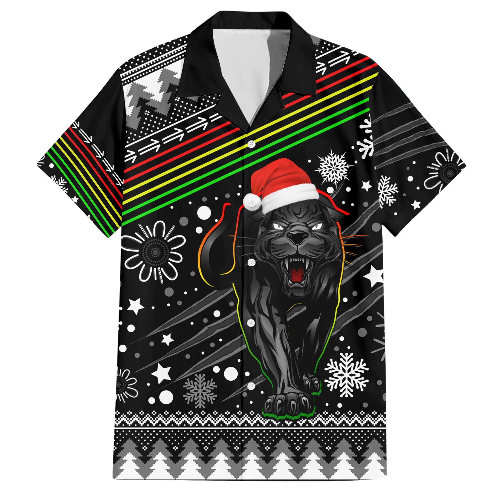 Custom Panthers Rugby Hawaiian Shirt Go The Mighty Panthers 2023 Christmas Vibe Unique - Vibe Hoodie Shop