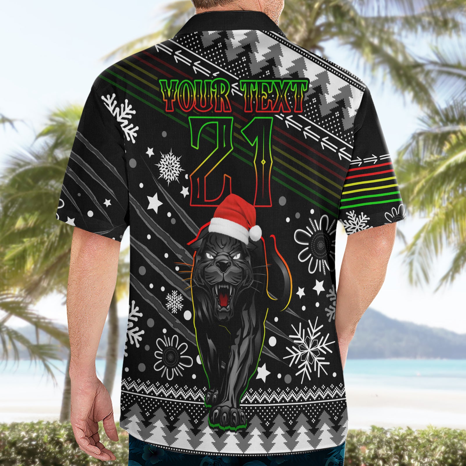 Custom Panthers Rugby Hawaiian Shirt Go The Mighty Panthers 2023 Christmas Vibe Unique - Vibe Hoodie Shop