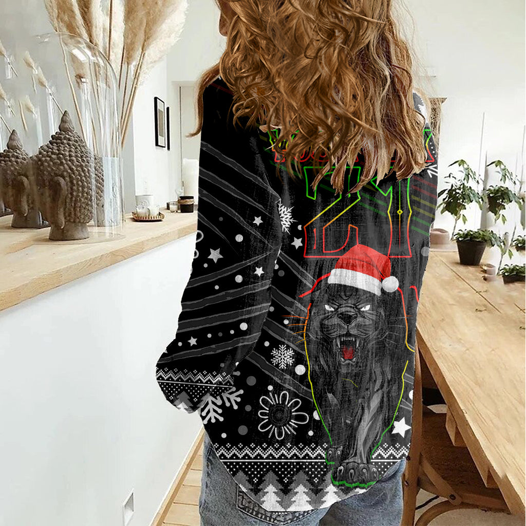 Custom Panthers Rugby Women Casual Shirt Go The Mighty Panthers 2023 Christmas Vibe Unique - Vibe Hoodie Shop