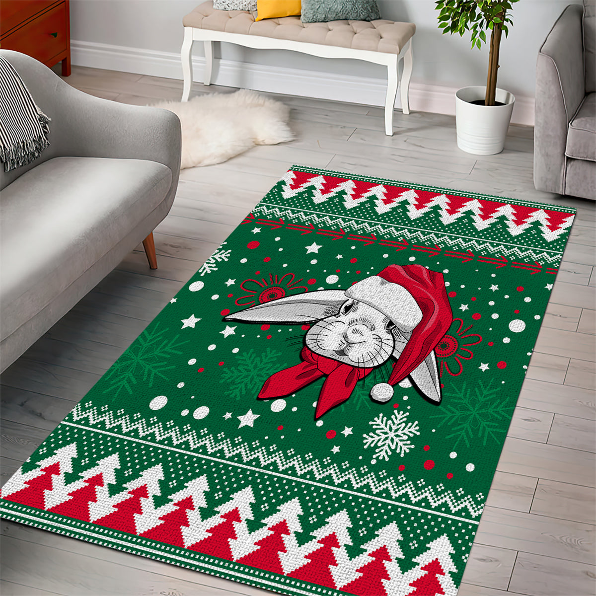 Rabbitohs Rugby Area Rug Glory Glory The South 2023 Christmas Vibe Unique - Vibe Hoodie Shop