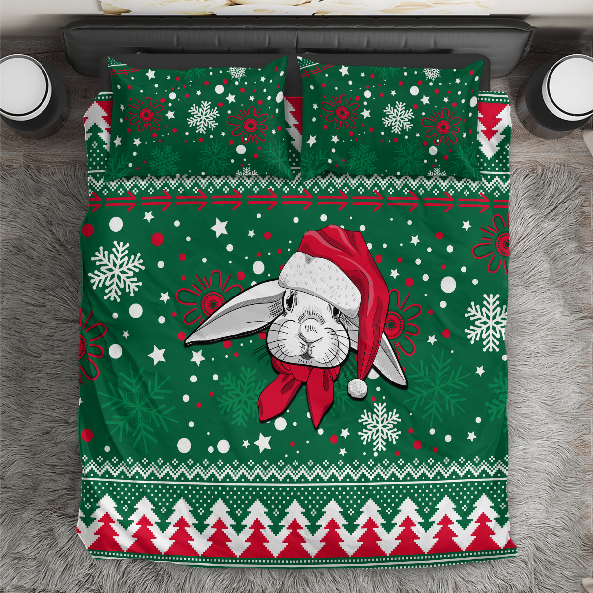 Rabbitohs Rugby Bedding Set Glory Glory The South 2023 Christmas Vibe Unique - Vibe Hoodie Shop