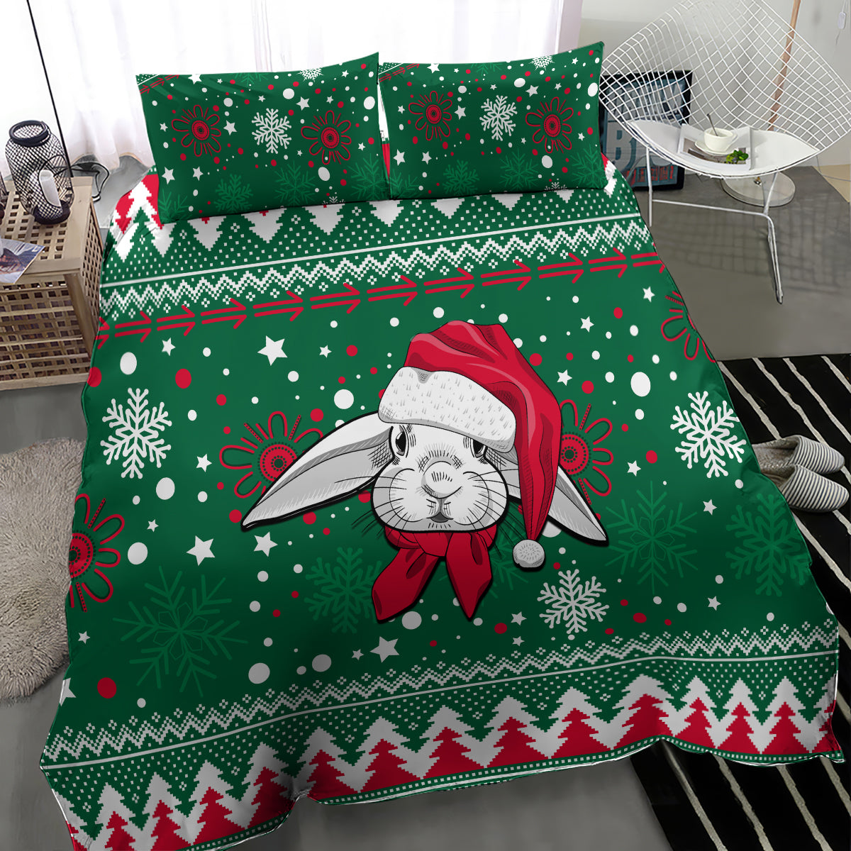 Rabbitohs Rugby Bedding Set Glory Glory The South 2023 Christmas Vibe Unique - Vibe Hoodie Shop