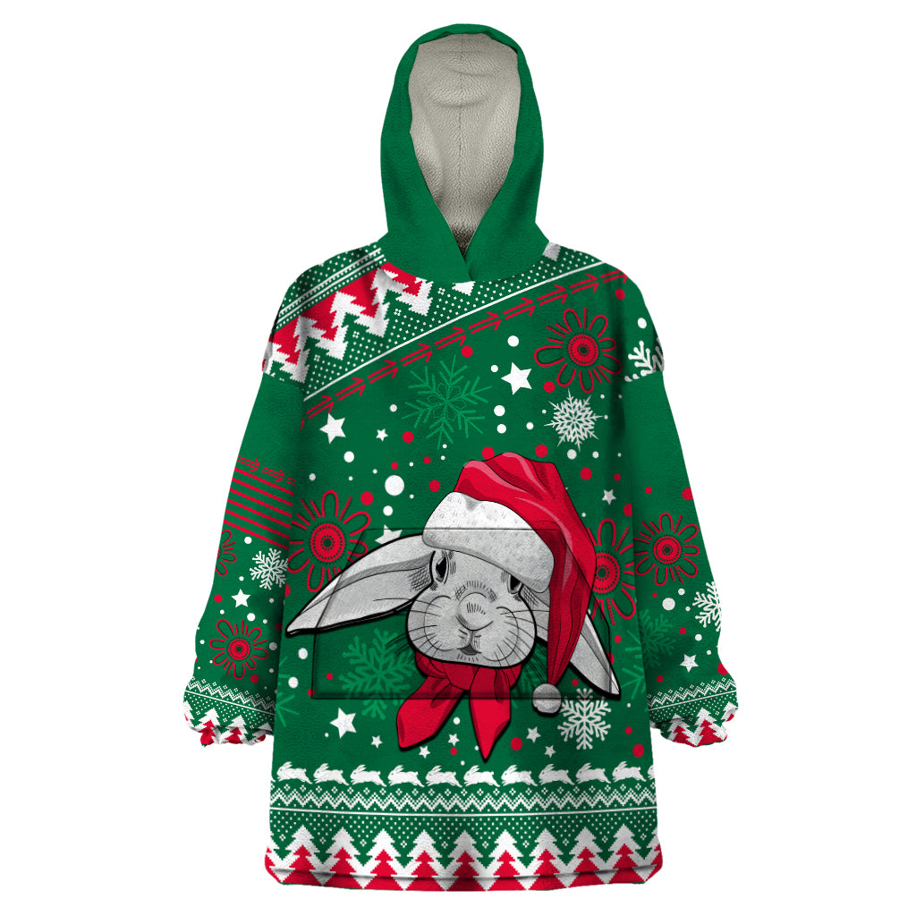 Rabbitohs Rugby Wearable Blanket Hoodie Glory Glory The South 2023 Christmas Vibe Unique - Vibe Hoodie Shop