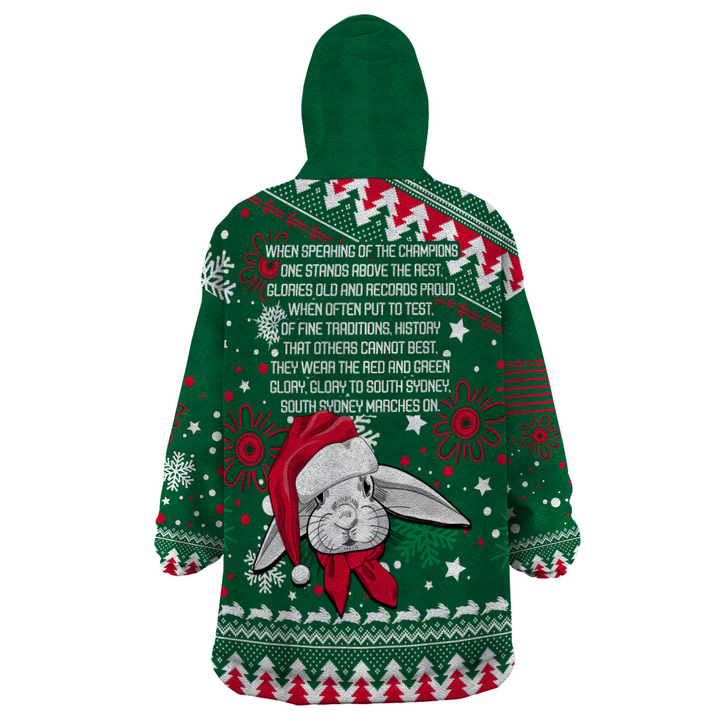 Rabbitohs Rugby Wearable Blanket Hoodie Glory Glory The South 2023 Christmas Vibe Unique - Vibe Hoodie Shop