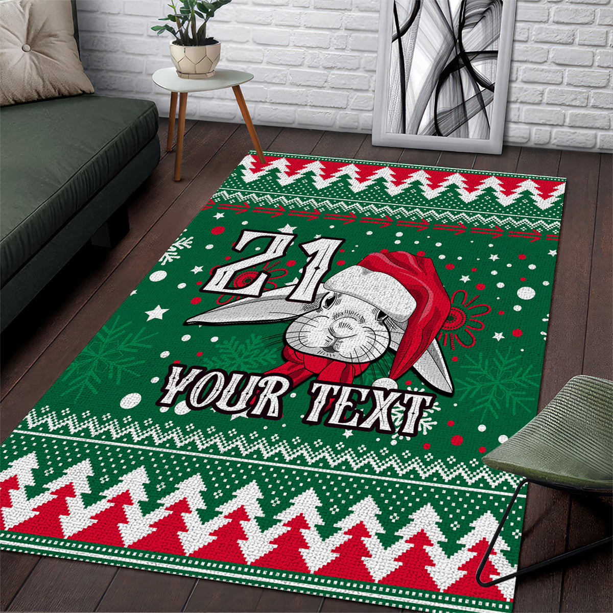 Custom Rabbitohs Rugby Area Rug Glory Glory The South 2023 Christmas Vibe Unique - Vibe Hoodie Shop