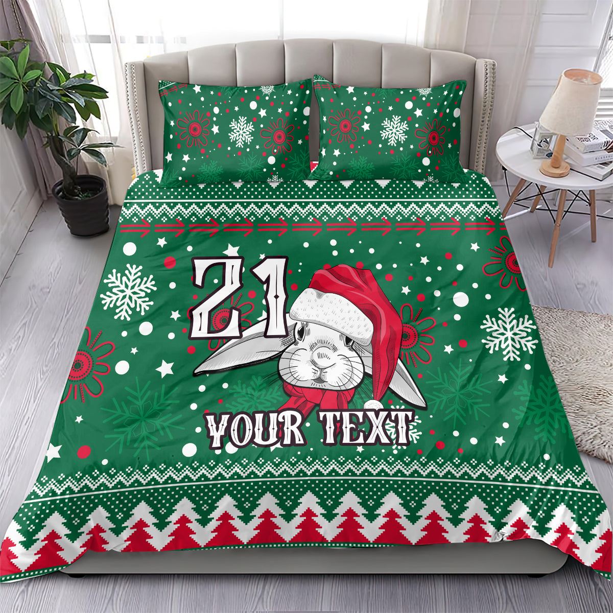 Custom Rabbitohs Rugby Bedding Set Glory Glory The South 2023 Christmas Vibe Unique - Vibe Hoodie Shop