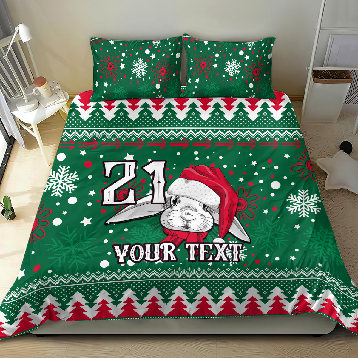 Custom Rabbitohs Rugby Bedding Set Glory Glory The South 2023 Christmas Vibe Unique - Vibe Hoodie Shop