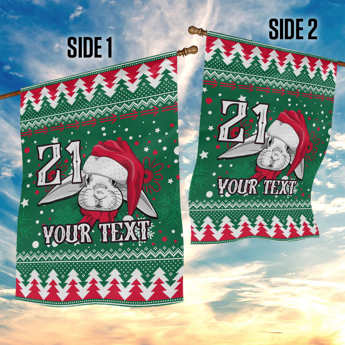 Custom Rabbitohs Rugby Garden Flag Glory Glory The South 2023 Christmas Vibe Unique - Vibe Hoodie Shop