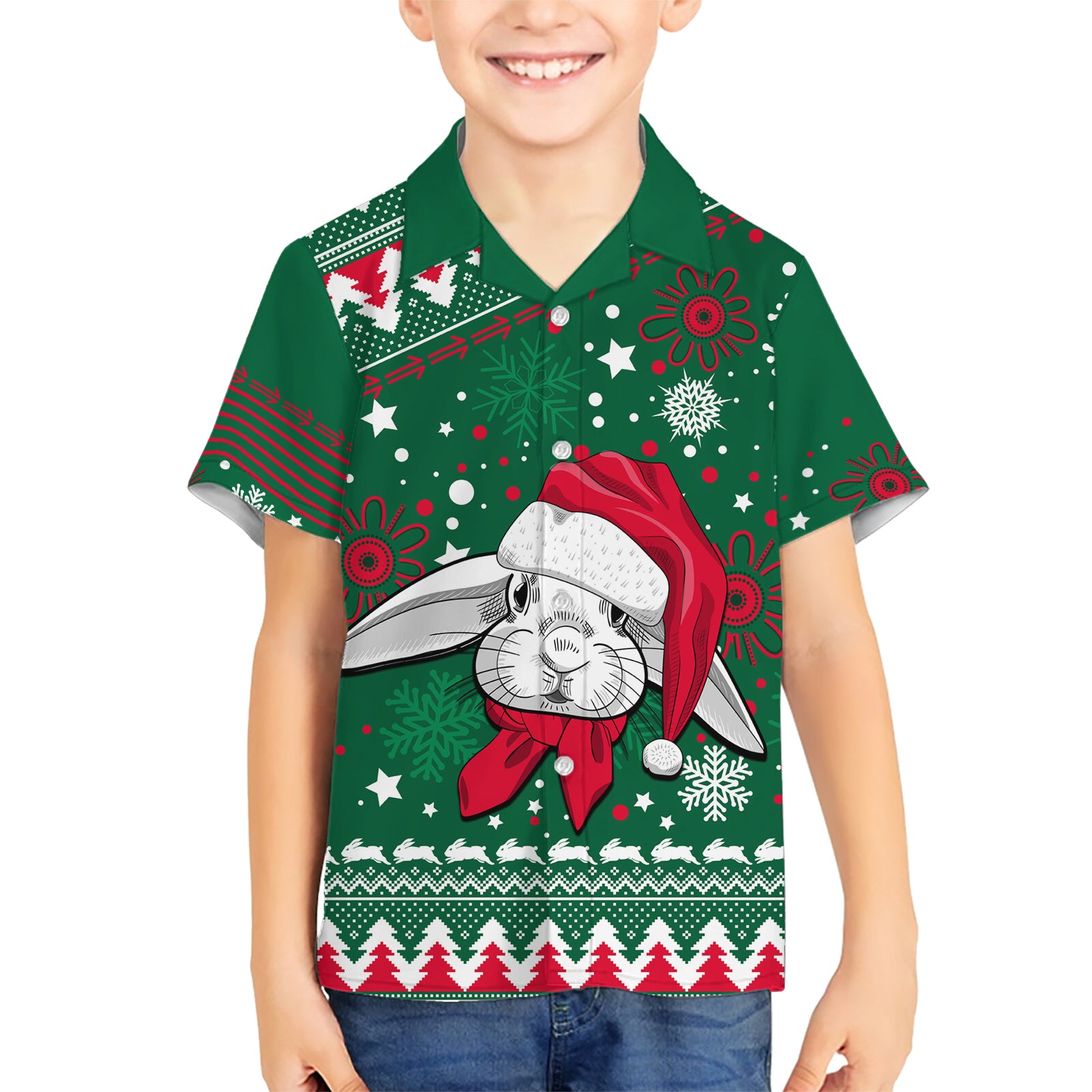 Custom Rabbitohs Rugby Hawaiian Shirt Glory Glory The South 2023 Christmas Vibe Unique - Vibe Hoodie Shop