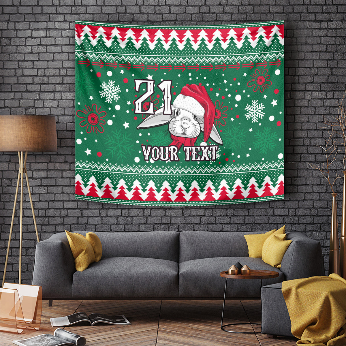 Custom Rabbitohs Rugby Tapestry Glory Glory The South 2023 Christmas Vibe Unique - Vibe Hoodie Shop