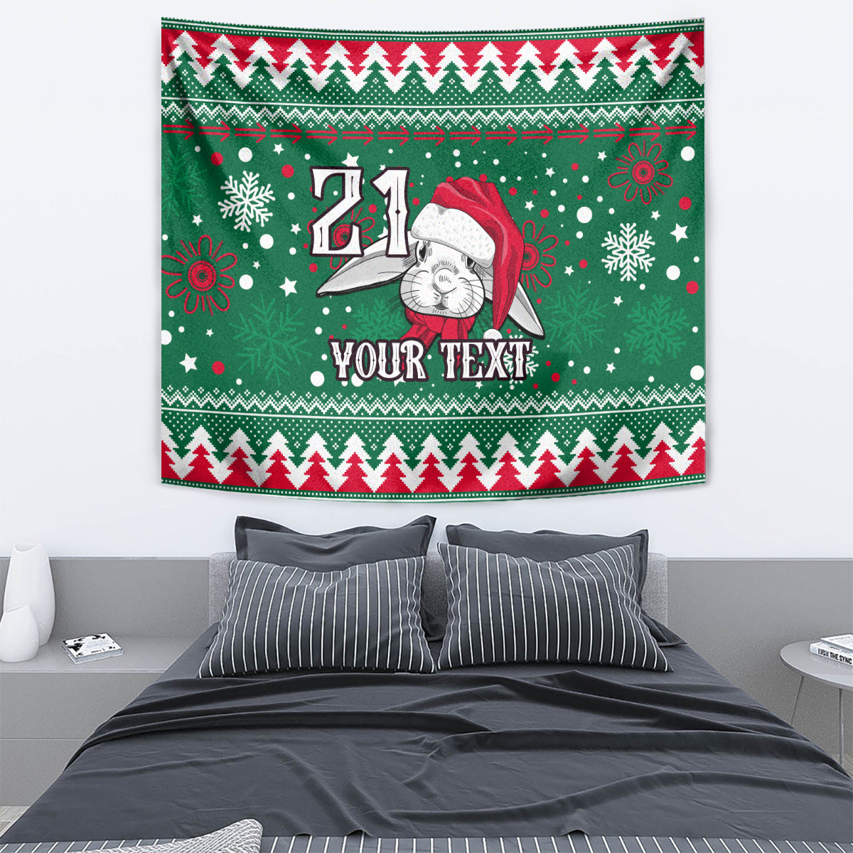 Custom Rabbitohs Rugby Tapestry Glory Glory The South 2023 Christmas Vibe Unique - Vibe Hoodie Shop