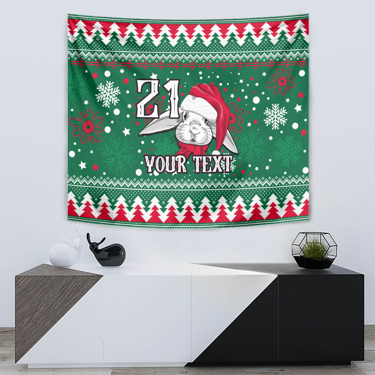 Custom Rabbitohs Rugby Tapestry Glory Glory The South 2023 Christmas Vibe Unique - Vibe Hoodie Shop