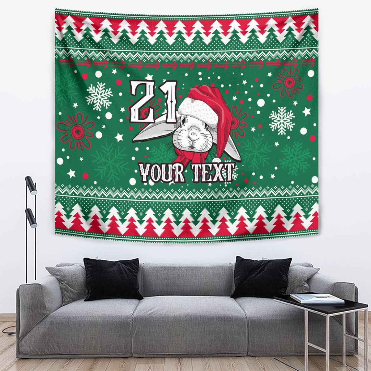 Custom Rabbitohs Rugby Tapestry Glory Glory The South 2023 Christmas Vibe Unique - Vibe Hoodie Shop