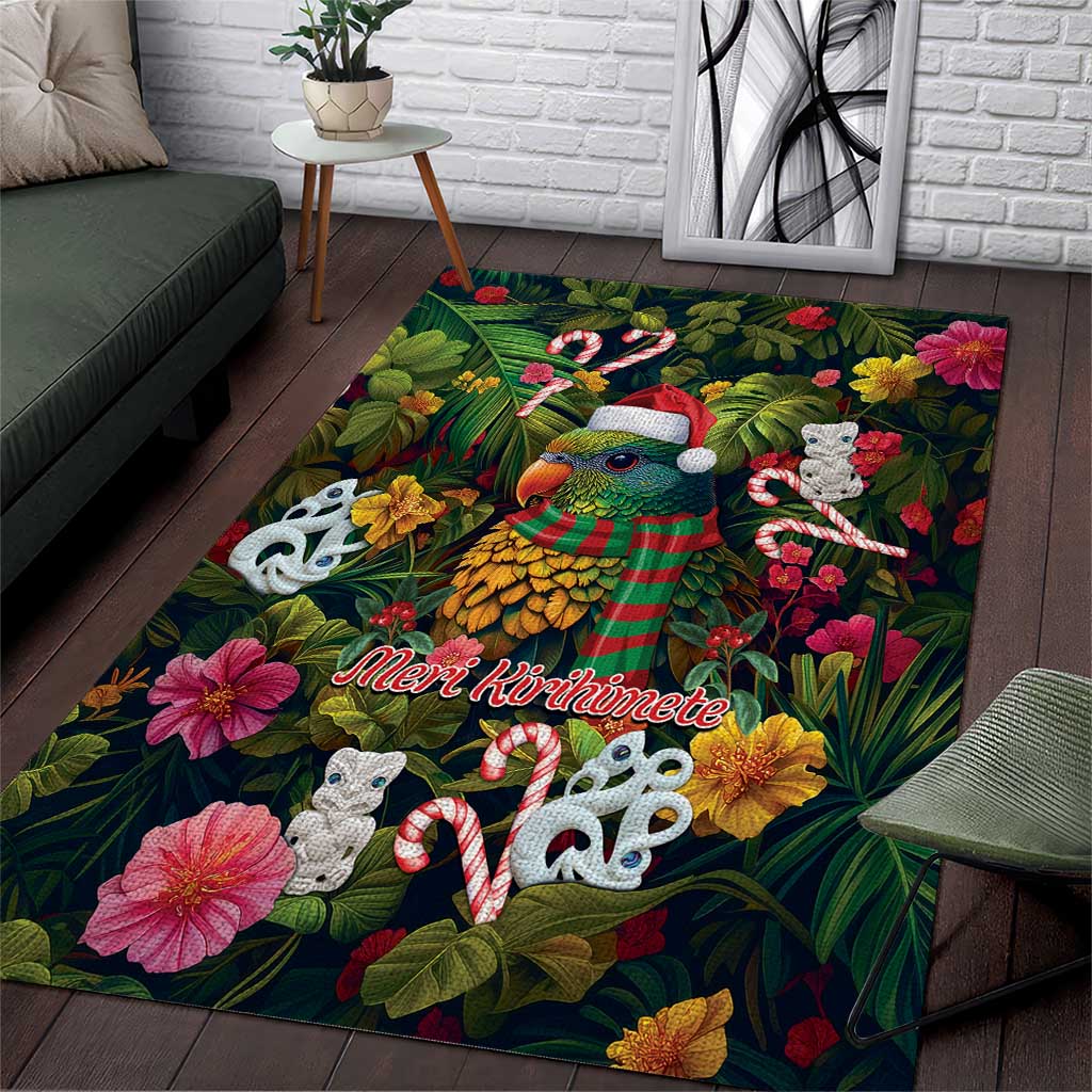 Meri Kirihimete Kakapo Santa Area Rug Merry Christmas with Tropical Vibe - Vibe Hoodie Shop