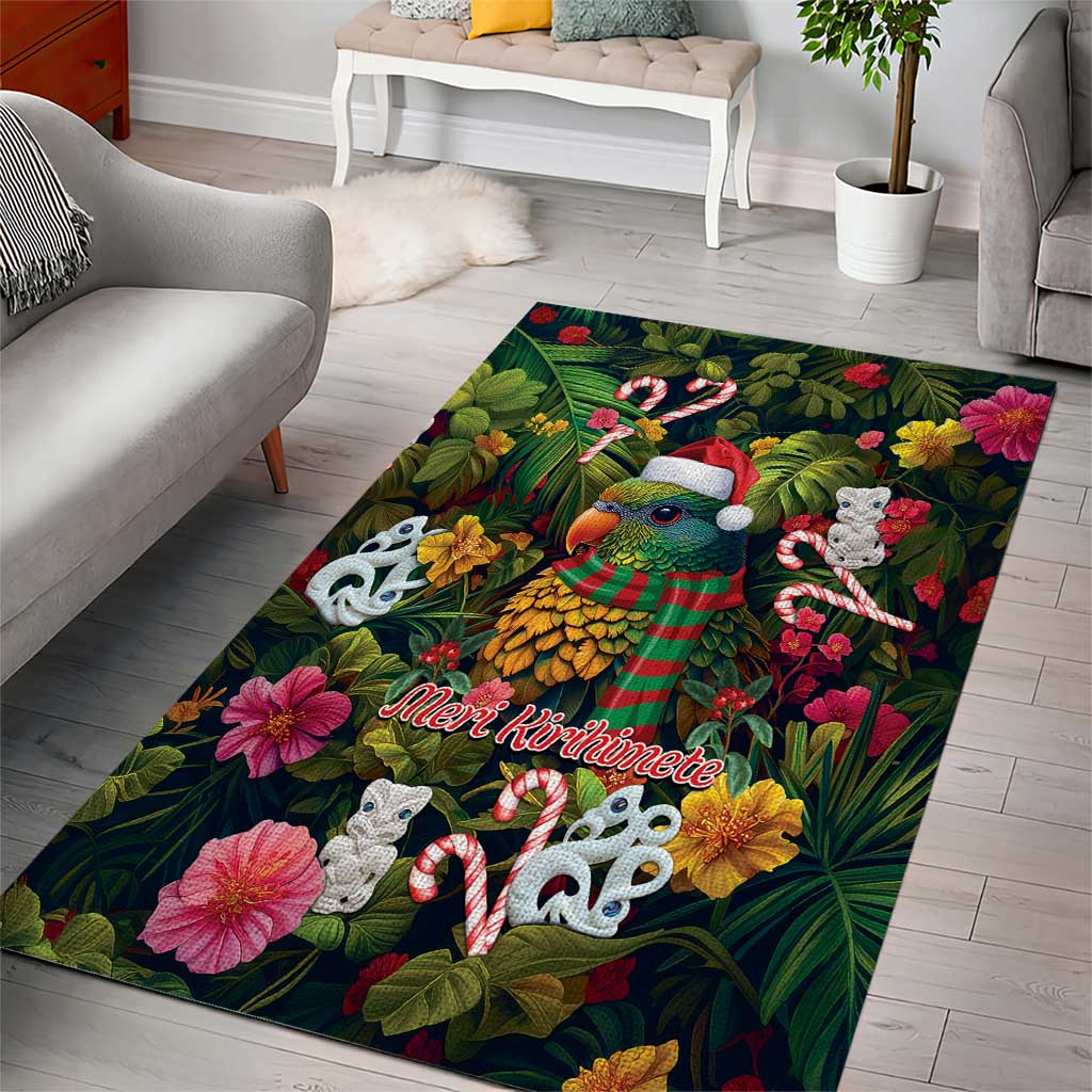 Meri Kirihimete Kakapo Santa Area Rug Merry Christmas with Tropical Vibe - Vibe Hoodie Shop