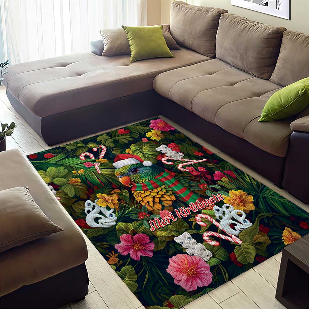 Meri Kirihimete Kakapo Santa Area Rug Merry Christmas with Tropical Vibe - Vibe Hoodie Shop