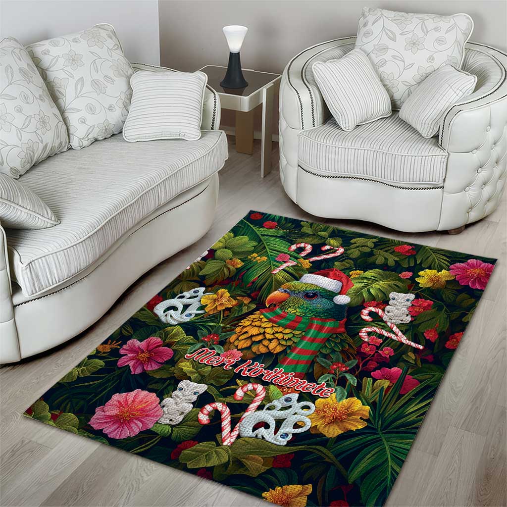 Meri Kirihimete Kakapo Santa Area Rug Merry Christmas with Tropical Vibe - Vibe Hoodie Shop