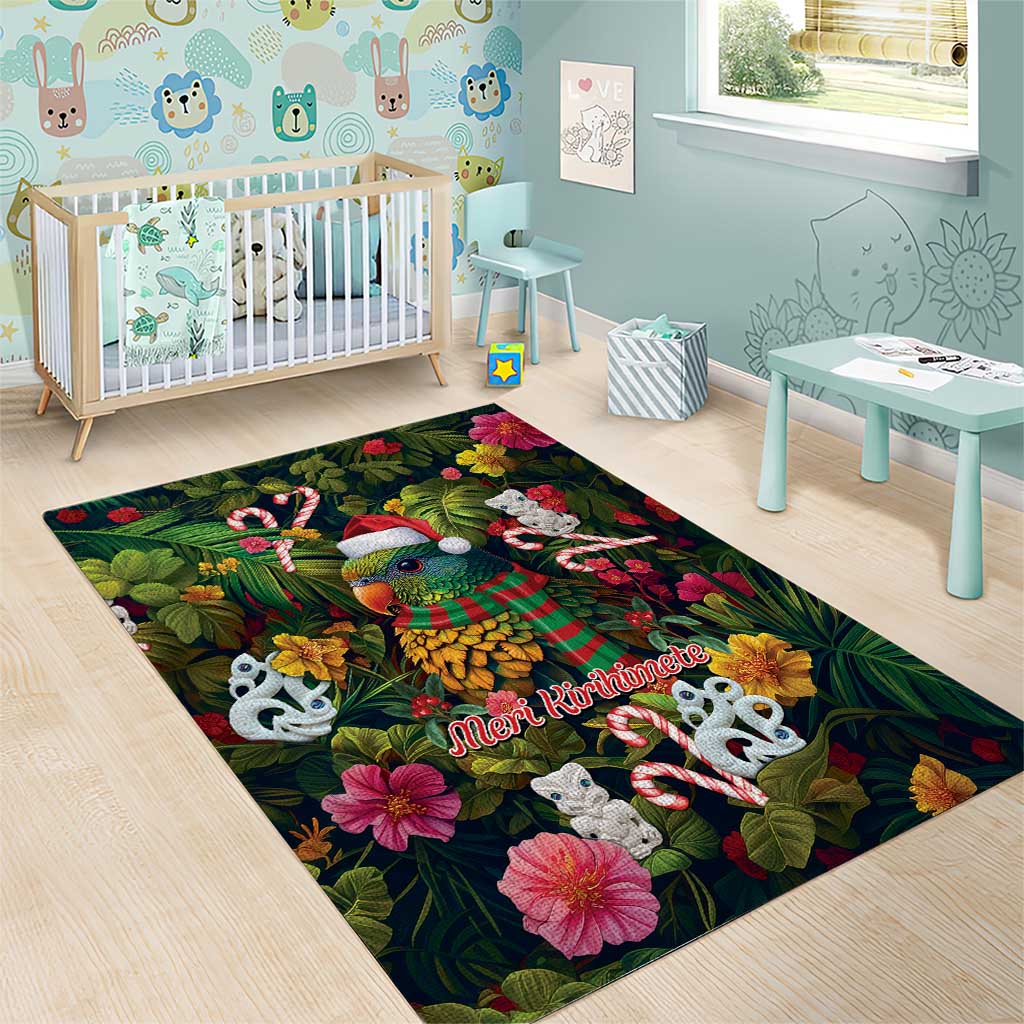 Meri Kirihimete Kakapo Santa Area Rug Merry Christmas with Tropical Vibe - Vibe Hoodie Shop