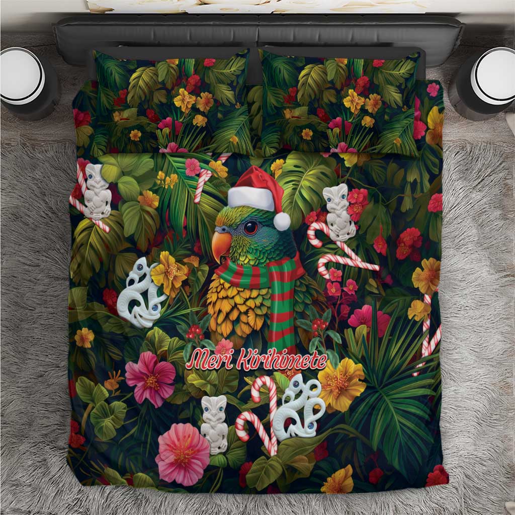 Meri Kirihimete Kakapo Santa Bedding Set Merry Christmas with Tropical Vibe - Vibe Hoodie Shop