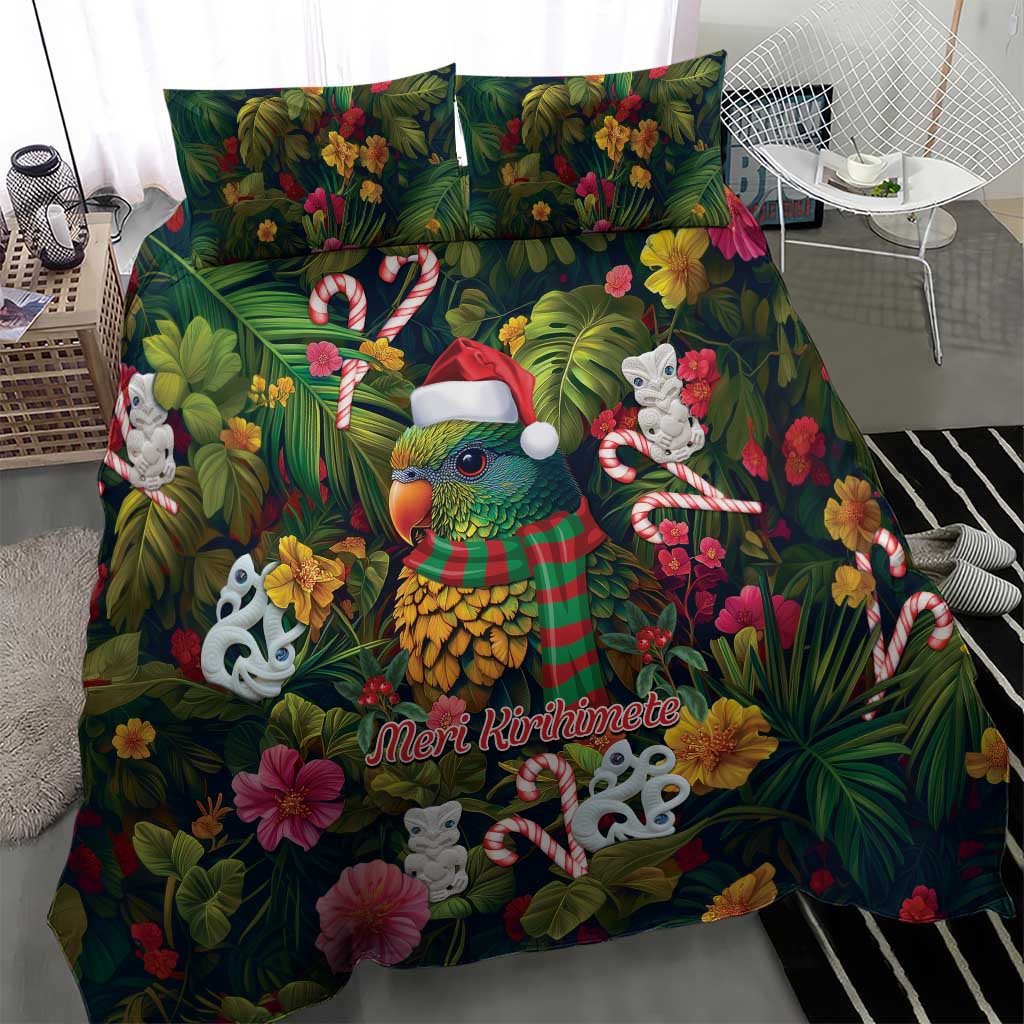 Meri Kirihimete Kakapo Santa Bedding Set Merry Christmas with Tropical Vibe - Vibe Hoodie Shop