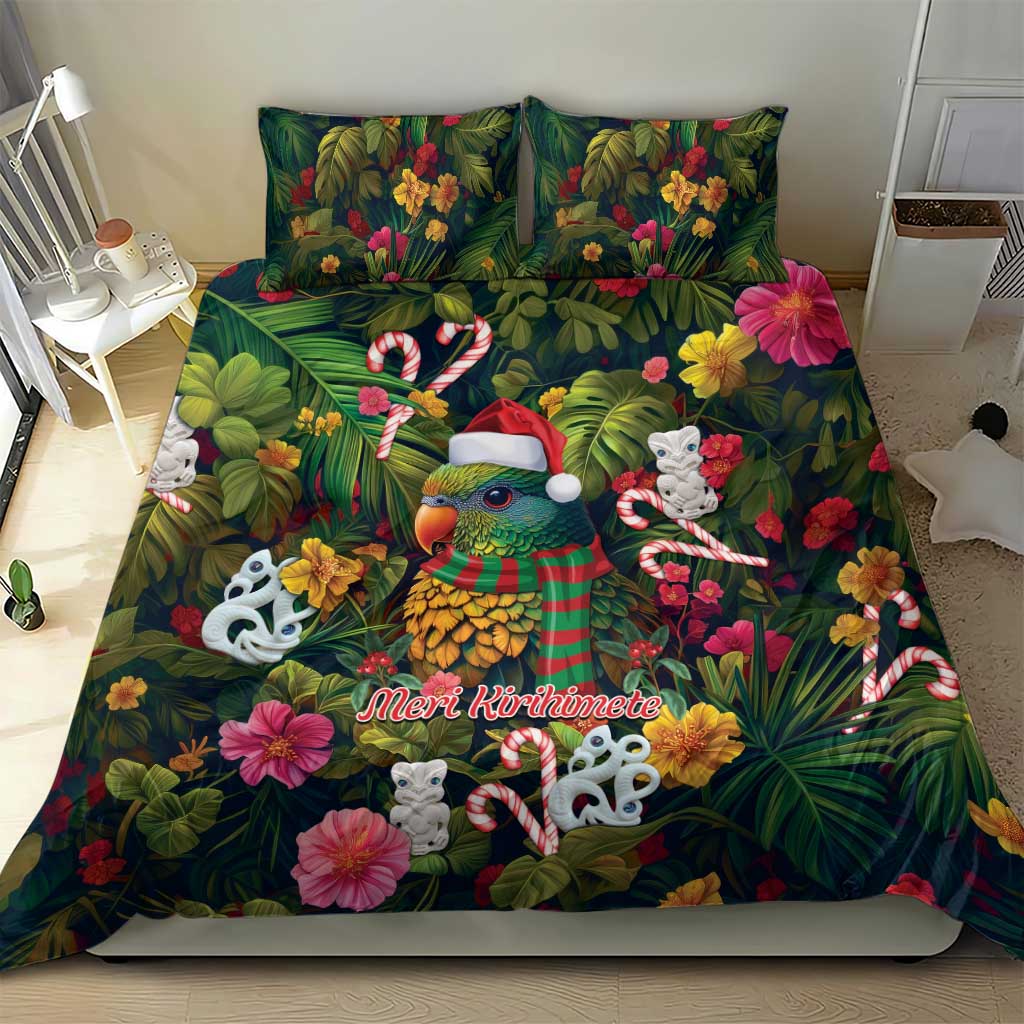 Meri Kirihimete Kakapo Santa Bedding Set Merry Christmas with Tropical Vibe - Vibe Hoodie Shop