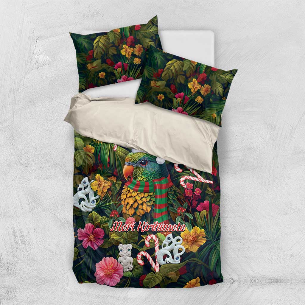 Meri Kirihimete Kakapo Santa Bedding Set Merry Christmas with Tropical Vibe - Vibe Hoodie Shop